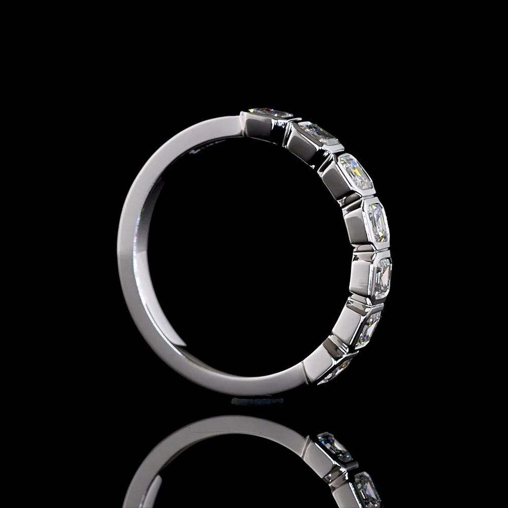 14K White Gold 7-Stone Eternity Band with Bezel-Set Asscher Cut Lab Diamonds - 0.98 Carat Total Weight - Covaloro Fine Jewelry - Image 3