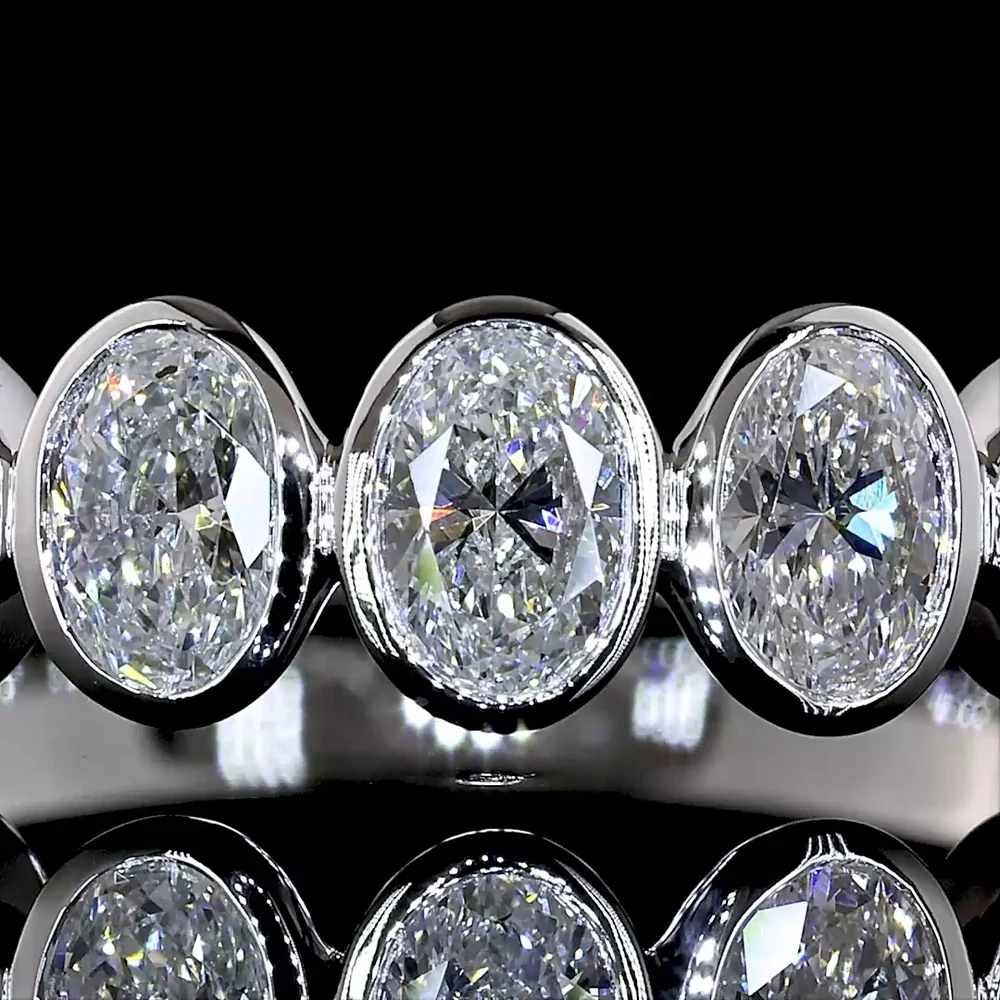 14K White Gold 7-Stone Eternity Band with Bezel Set Oval Lab Diamonds - 1.13 Carat Total Weight E-F VS1 - Covaloro Fine Jewelry - Image 2