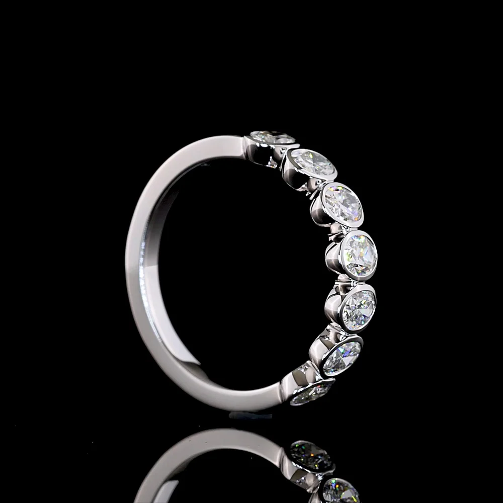 14K White Gold 7-Stone Eternity Band with Bezel Set Oval Lab Diamonds - 1.13 Carat Total Weight E-F VS1 - Covaloro Fine Jewelry - Image 3