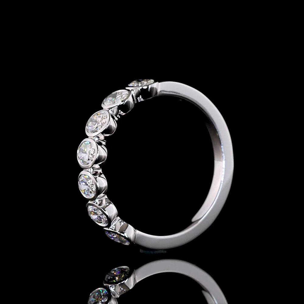 14K White Gold 7-Stone Eternity Band with Bezel Set Oval Lab Diamonds - 1.13 Carat Total Weight E-F VS1 - Covaloro Fine Jewelry - Image 4
