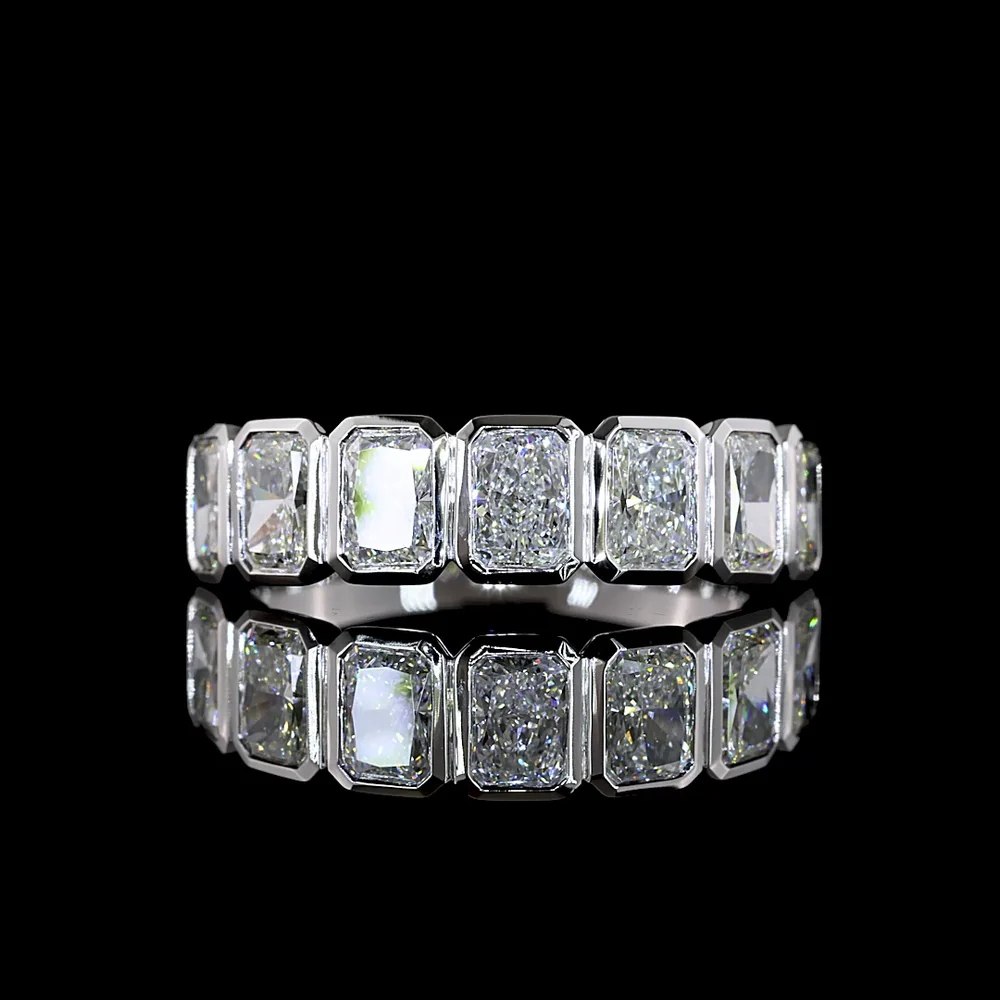 14K White Gold 7-Stone Eternity Band with Bezel Set Radiant Cut Lab Diamonds - 2.00 Carat Total Weight - Covaloro Fine Jewelry