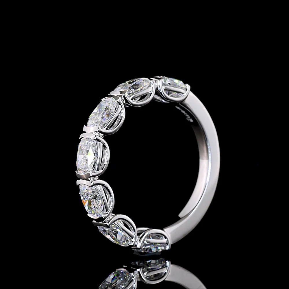 14K White Gold 7-Stone Eternity Band with East-West Half-Bezel Set Cushion Brilliant Lab Diamonds - 2.70 Carat Total Weight - Covaloro Fine Jewelry - Image 4