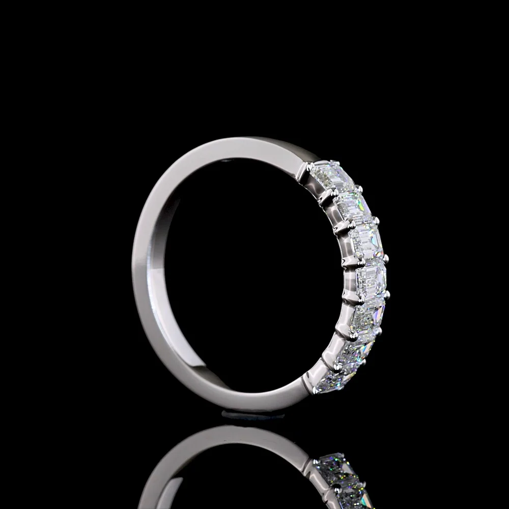 14K White Gold 7-Stone Eternity Band with Emerald Cut Lab-Grown Diamonds - 1.05 Carat Total Weight, E-F Color, VS1 Clarity - Covaloro Fine Jewelry - Image 3
