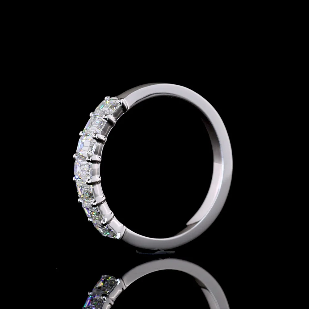 14K White Gold 7-Stone Eternity Band with Emerald Cut Lab-Grown Diamonds - 1.05 Carat Total Weight, E-F Color, VS1 Clarity - Covaloro Fine Jewelry - Image 4
