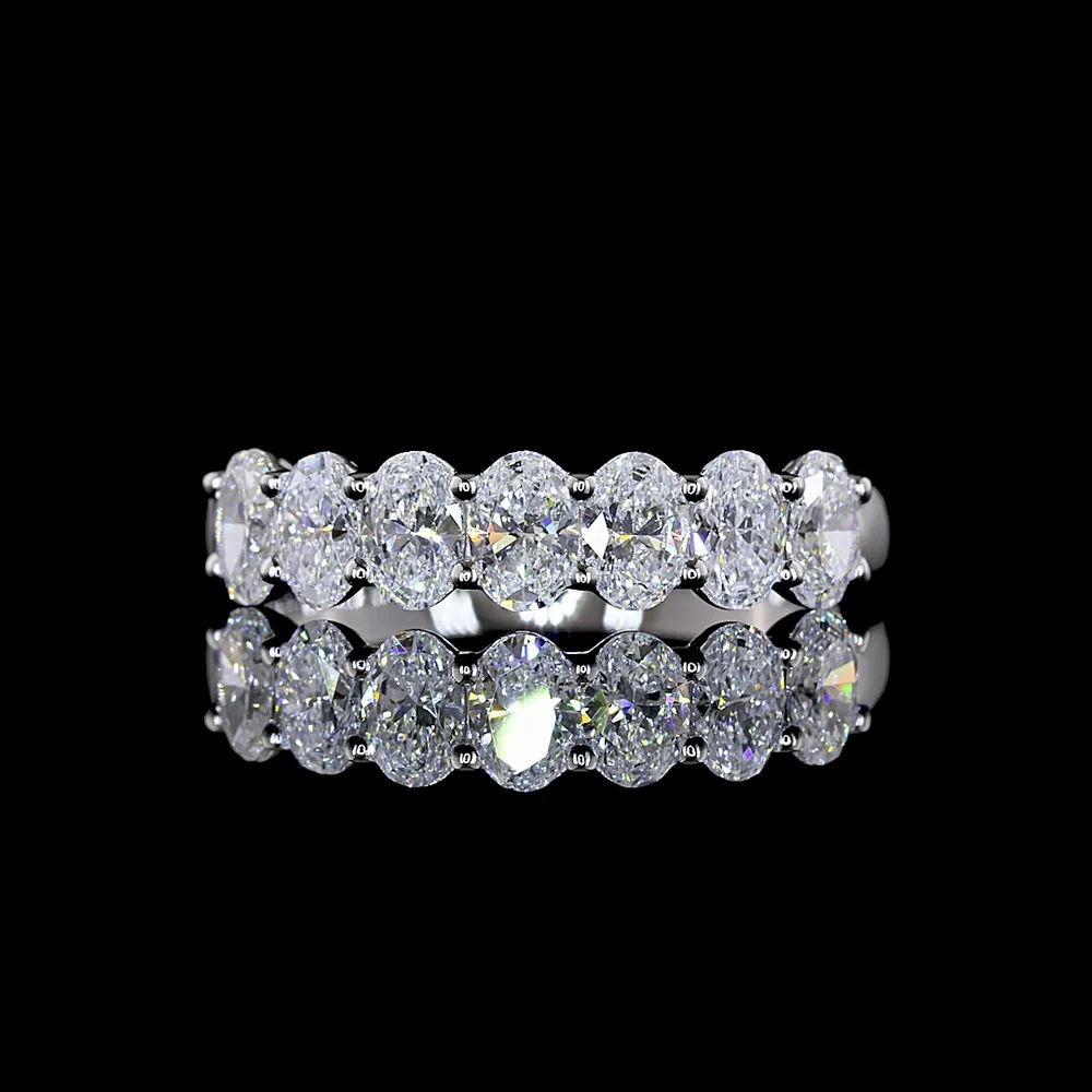 14K White Gold 7-Stone Eternity Band with North-South Oval Cut Lab Diamonds - 1.12 Carat Total Weight, E-F Color, VS1 Clarity - Covaloro Fine Jewelry