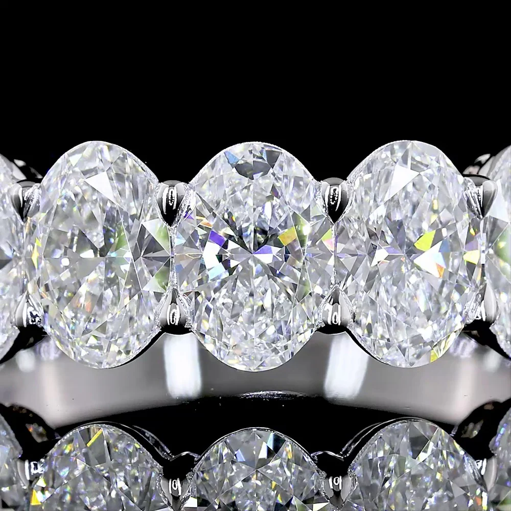 14K White Gold 7-Stone Eternity Band with North-South Oval Cut Lab Diamonds - 3.01 Carats Total Diamond Weight - Covaloro Fine Jewelry - Image 2