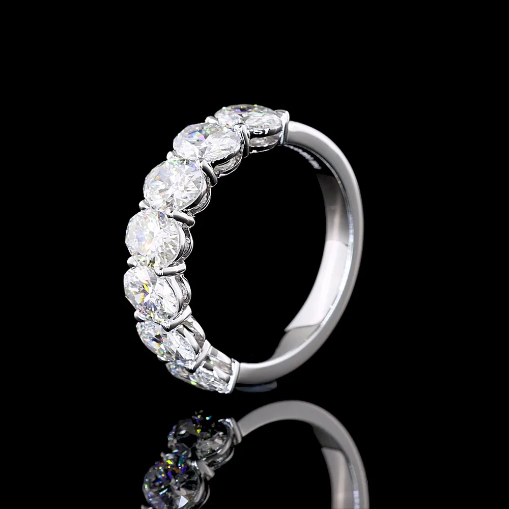 14K White Gold 7-Stone Eternity Band with North-South Oval Cut Lab Diamonds - 3.01 Carats Total Diamond Weight - Covaloro Fine Jewelry - Image 4
