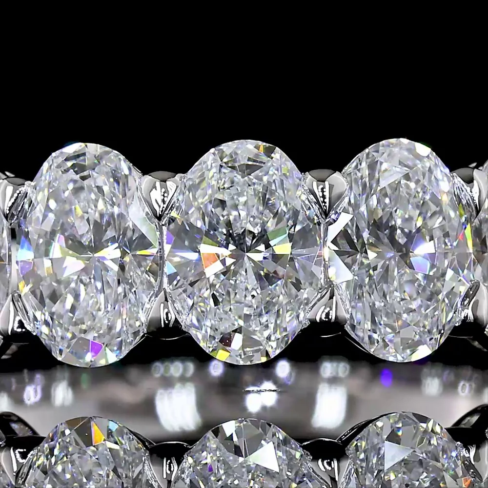 14K White Gold 7-Stone Eternity Band with North-South Prong Set Oval Cut Lab Diamonds - 2.17 Total Carat Weight, E-F Color, VS1 Clarity - Covaloro Fine Jewelry - Image 2