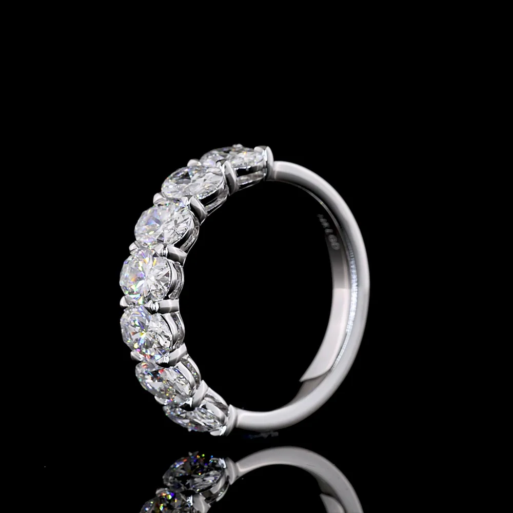 14K White Gold 7-Stone Eternity Band with North-South Prong Set Oval Cut Lab Diamonds - 2.17 Total Carat Weight, E-F Color, VS1 Clarity - Covaloro Fine Jewelry - Image 4