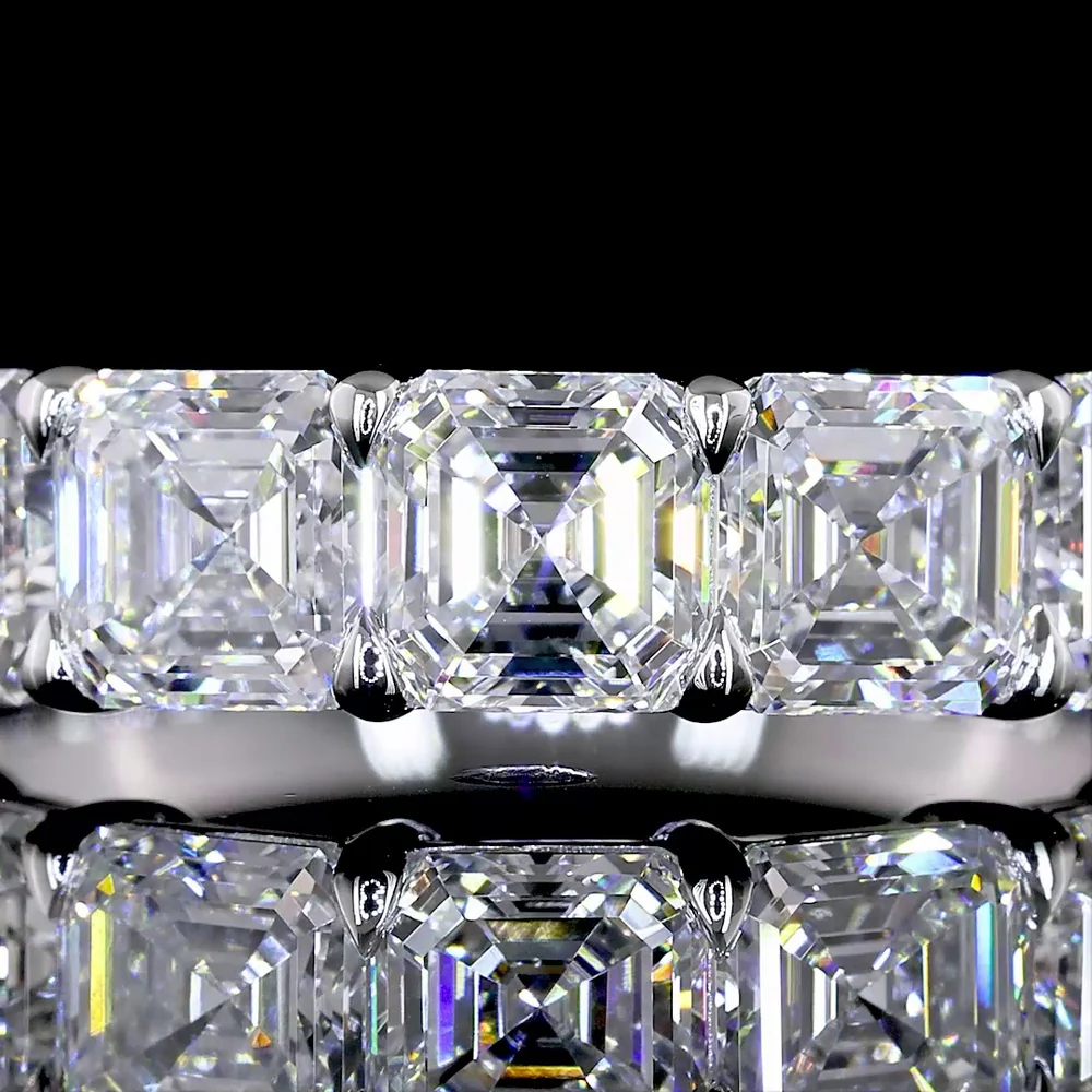 14K White Gold 7-Stone Eternity Band with Prong Set Asscher Cut Lab Diamonds - 3.14 Carats Total Diamond Weight - Covaloro Fine Jewelry - Image 2