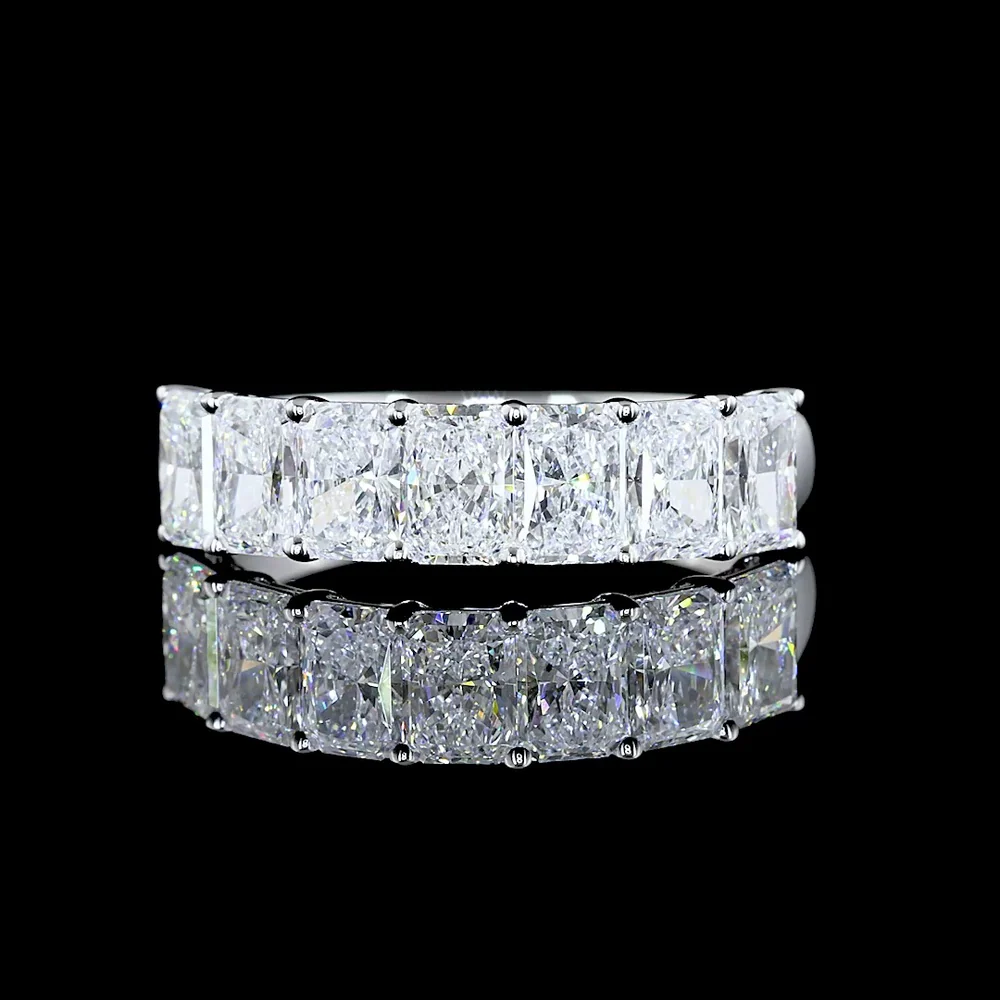 14K White Gold 7-Stone Eternity Band with Prong Set Radiant Cut Lab Diamonds - 2.01 Carats Total Diamond Weight - Covaloro Fine Jewelry