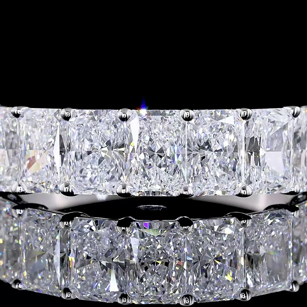 14K White Gold 7-Stone Eternity Band with Prong Set Radiant Cut Lab Diamonds - 2.01 Carats Total Diamond Weight - Covaloro Fine Jewelry - Image 2