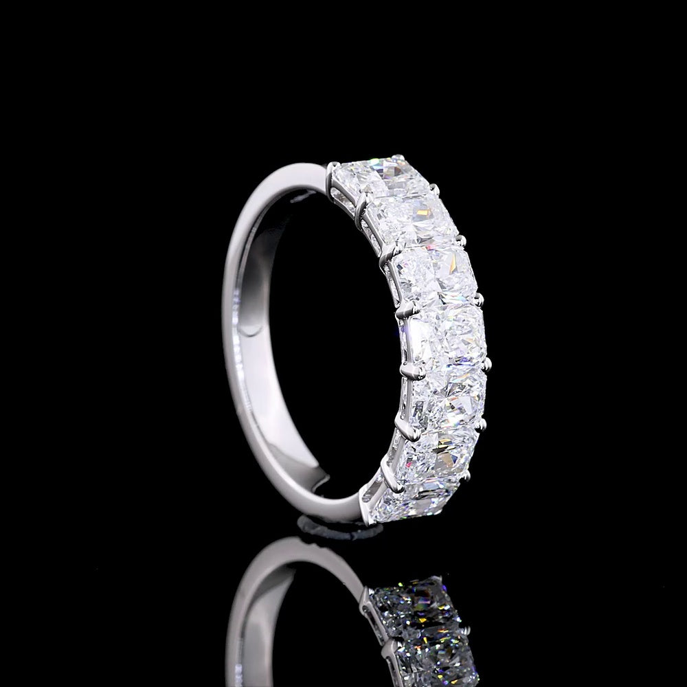 14K White Gold 7-Stone Eternity Band with Prong Set Radiant Cut Lab Diamonds - 2.01 Carats Total Diamond Weight - Covaloro Fine Jewelry - Image 3