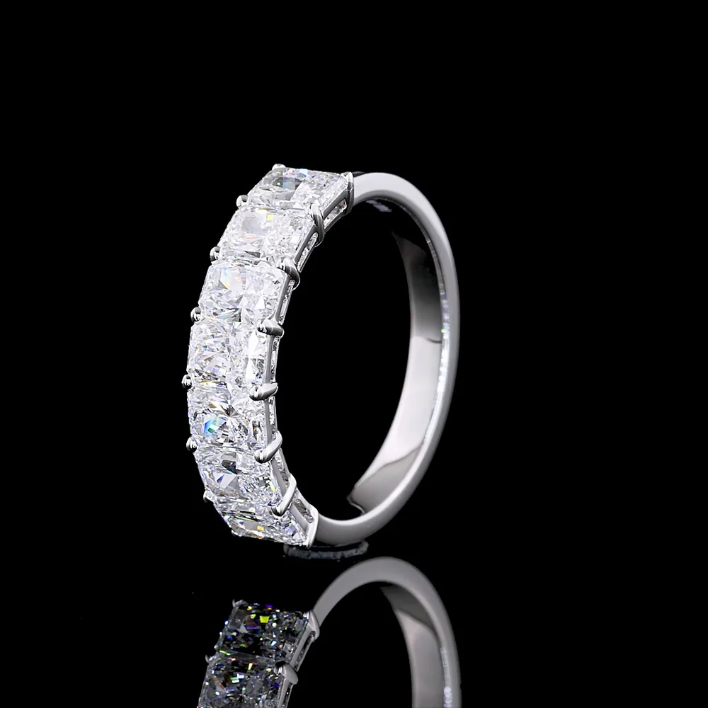 14K White Gold 7-Stone Eternity Band with Prong Set Radiant Cut Lab Diamonds - 2.01 Carats Total Diamond Weight - Covaloro Fine Jewelry - Image 4