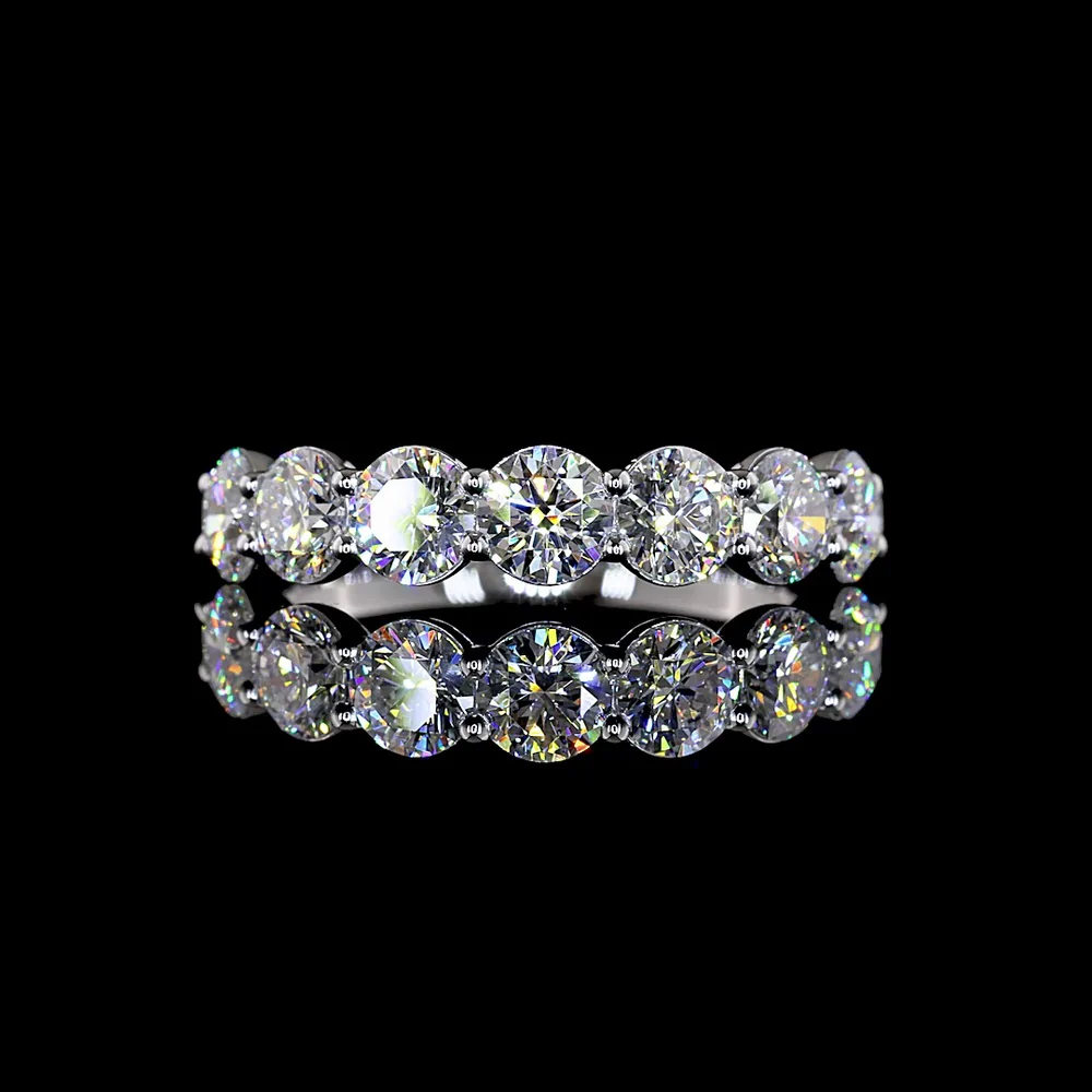 14K White Gold 7-Stone Eternity Band with Prong Set Round Lab Diamonds - 2.00 Carats Total Diamond Weight - Covaloro Fine Jewelry