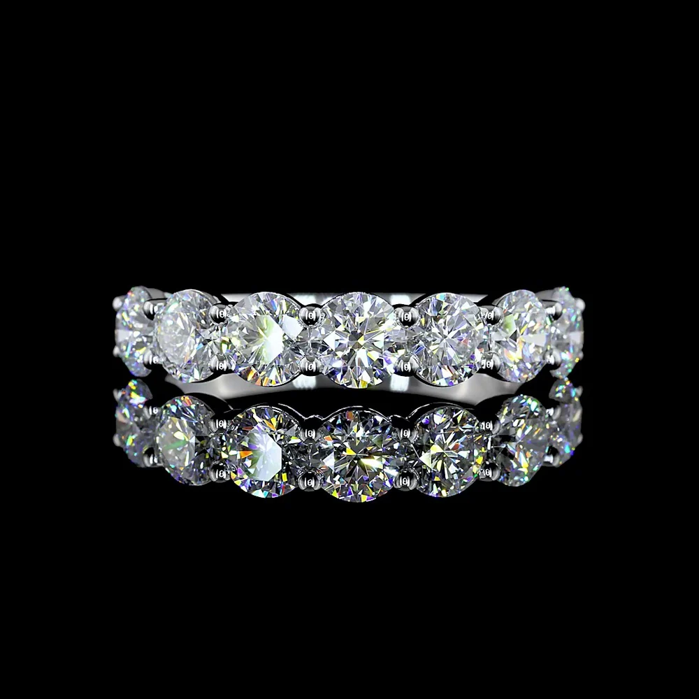 14K White Gold 7-Stone Eternity Band with Round Brilliant Cut Lab Diamonds - 1.95 Carats Total Diamond Weight - Covaloro Fine Jewelry