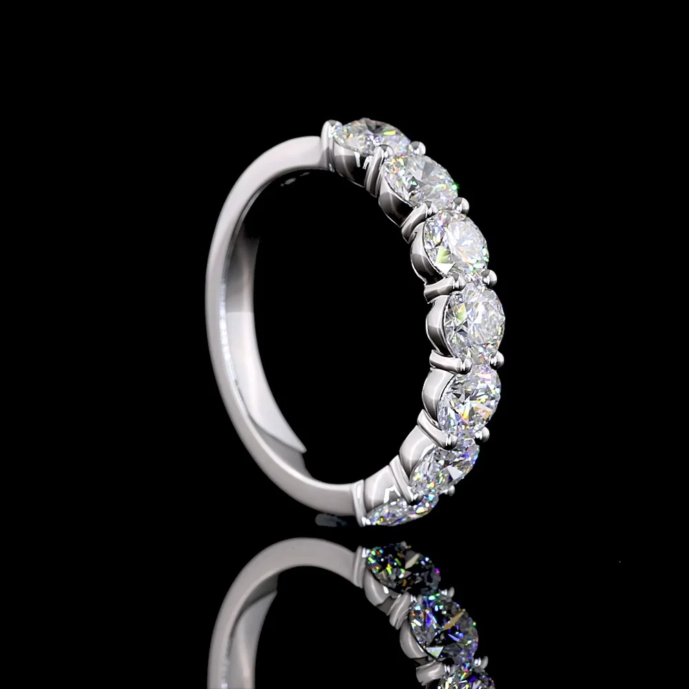 14K White Gold 7-Stone Eternity Band with Round Brilliant Cut Lab Diamonds - 1.95 Carats Total Diamond Weight - Covaloro Fine Jewelry - Image 3