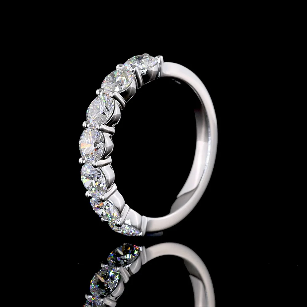 14K White Gold 7-Stone Eternity Band with Round Brilliant Cut Lab Diamonds - 1.95 Carats Total Diamond Weight - Covaloro Fine Jewelry - Image 4