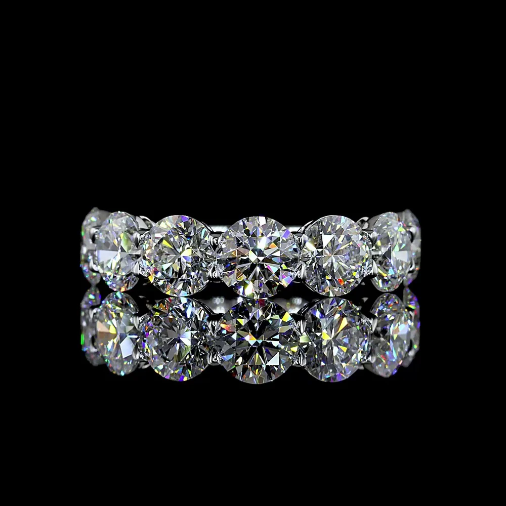 14K White Gold 7-Stone Eternity Band with Round Brilliant Lab Diamonds (E-F Color, VS Clarity) - 4.09 Carat Total Weight - Covaloro Fine Jewelry