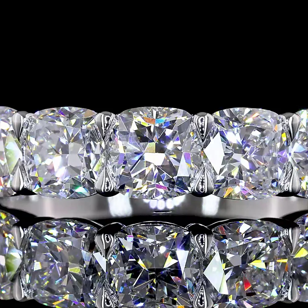 14K White Gold 7-Stone Eternity Band with Square Cushion Brilliant Lab Diamonds - 3.21 Carat Total Diamond Weight - Covaloro Fine Jewelry - Image 2