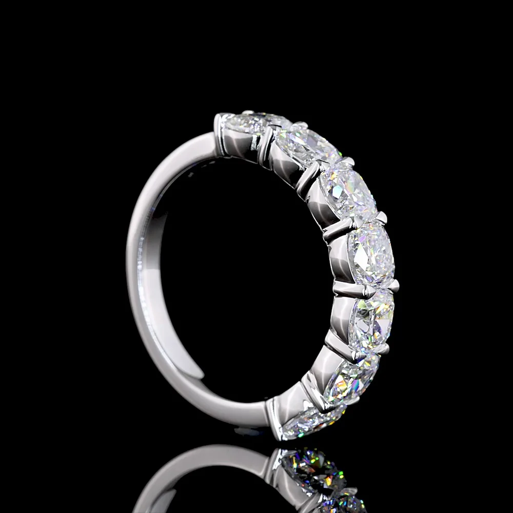 14K White Gold 7-Stone Eternity Band with Square Cushion Brilliant Lab Diamonds - 3.21 Carat Total Diamond Weight - Covaloro Fine Jewelry - Image 3