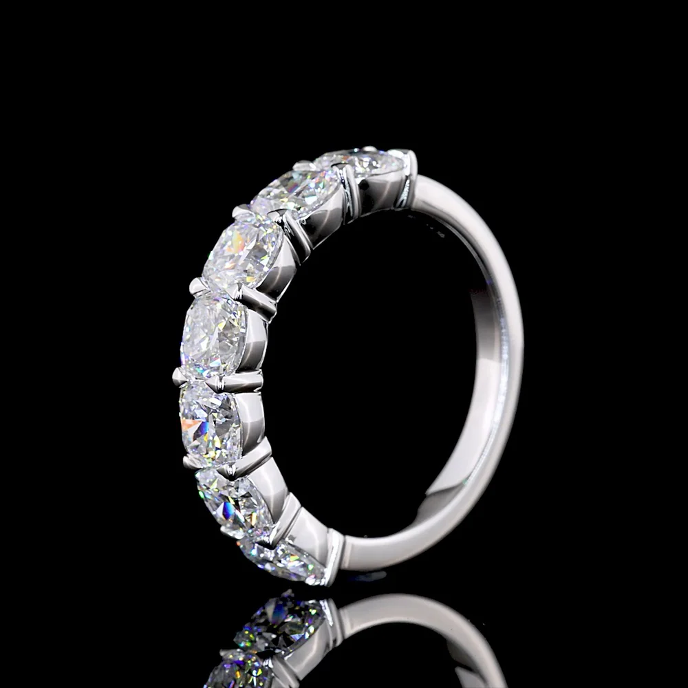 14K White Gold 7-Stone Eternity Band with Square Cushion Brilliant Lab Diamonds - 3.21 Carat Total Diamond Weight - Covaloro Fine Jewelry - Image 4