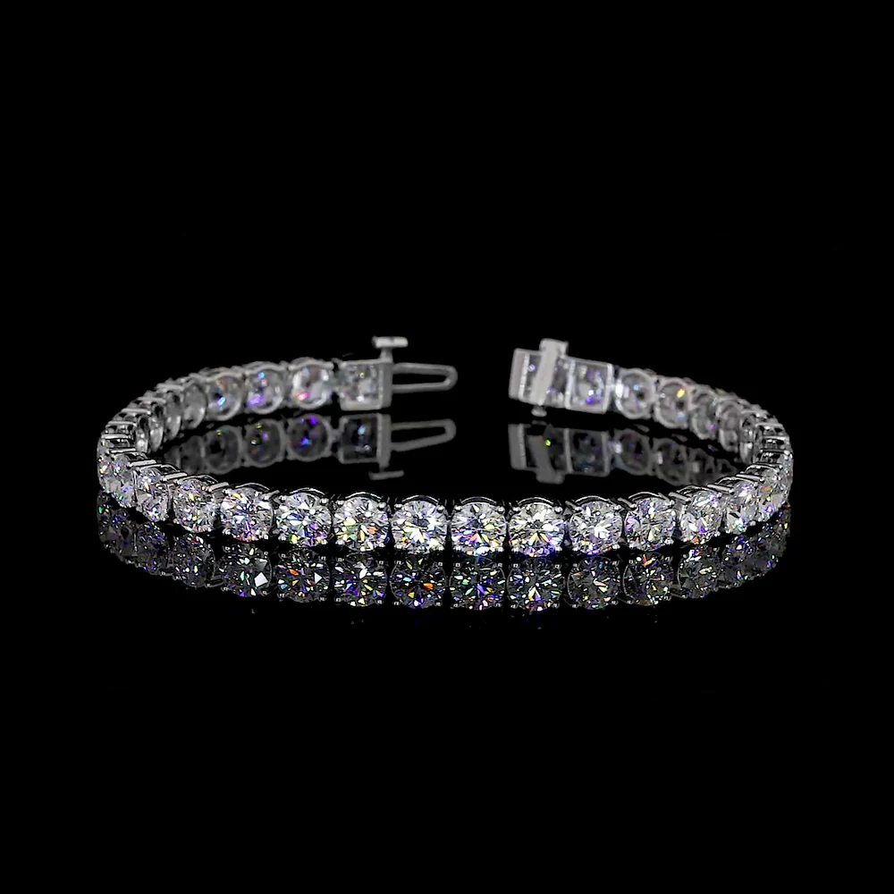 14K White Gold 7" Tennis Bracelet with 34 Brilliant Cut Round Lab Diamonds - 13.06 Carat Total Weight E-F Color VS1 Clarity - Covaloro Fine Jewelry