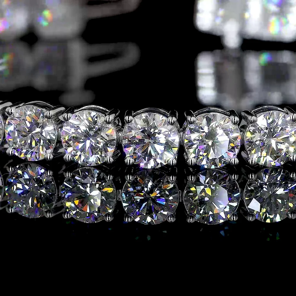 14K White Gold 7" Tennis Bracelet with 34 Brilliant Cut Round Lab Diamonds - 13.06 Carat Total Weight E-F Color VS1 Clarity - Covaloro Fine Jewelry - Image 2