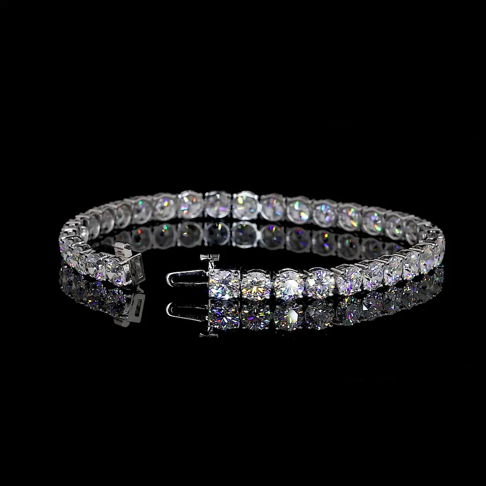 14K White Gold 7" Tennis Bracelet with 34 Brilliant Cut Round Lab Diamonds - 13.06 Carat Total Weight E-F Color VS1 Clarity - Covaloro Fine Jewelry - Image 3