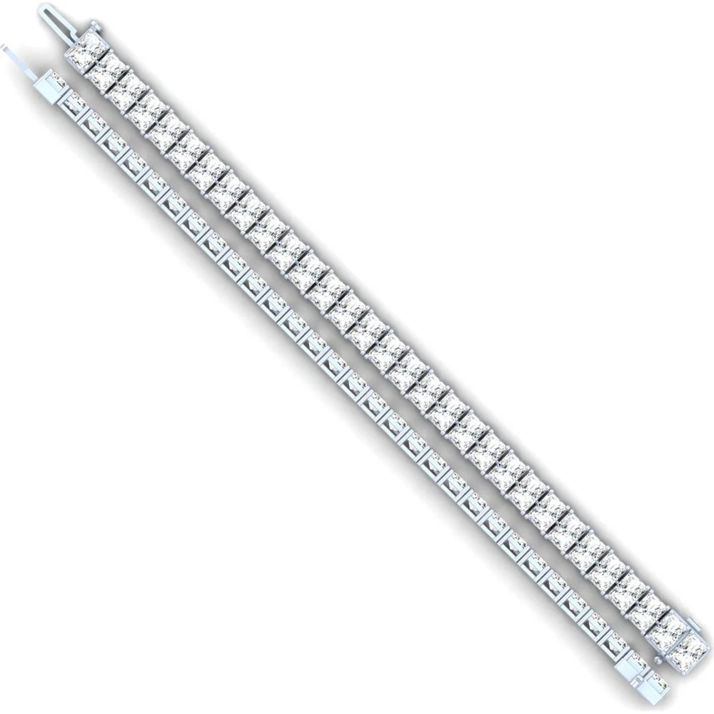 14K White Gold 7" Tennis Bracelet with 43 Prong-Set Radiant Cut Lab Diamonds - 14.03 Carats Total Diamond Weight - Covaloro Fine Jewelry