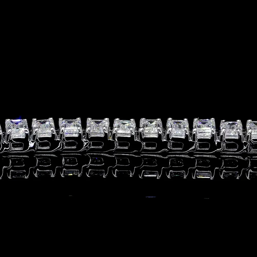 14K White Gold 7" Tennis Bracelet with 47 Prong-Set Emerald Cut Lab Diamonds - 5.47 Carat Total Weight, E-F Color VS2 Clarity - Covaloro Fine Jewelry - Image 4