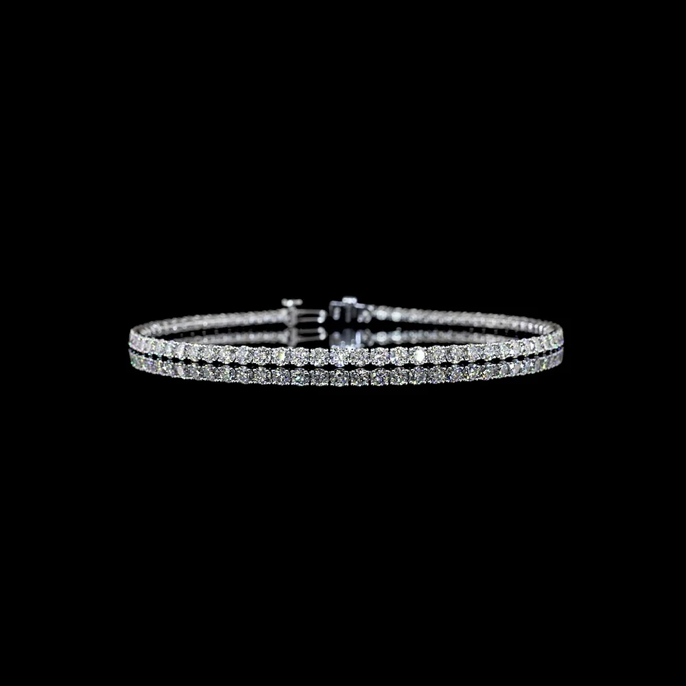 14K White Gold 7" Tennis Bracelet with 71 Prong-Set Round Lab Diamonds - 6.00 Carats Total Diamond Weight, E-F Color, VS1 Clarity - Covaloro Fine Jewelry