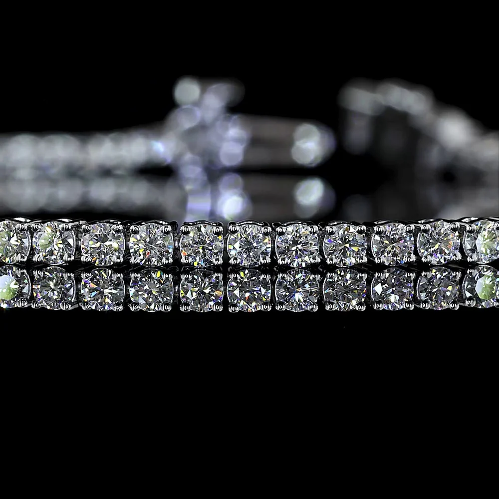 14K White Gold 7" Tennis Bracelet with 87 Round Cut and 1 Heart Shape Natural Diamonds - 2.12 Carat Total Diamond Weight, E-F Color VS+ Clarity - Covaloro Fine Jewelry - Image 2