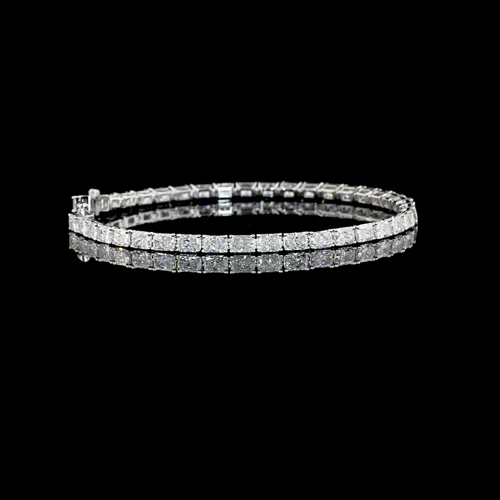 14K White Gold 7" Tennis Bracelet with East-West Prong Set Radiant Cut Lab Diamonds - 8.04 Carats Total Diamond Weight - Covaloro Fine Jewelry