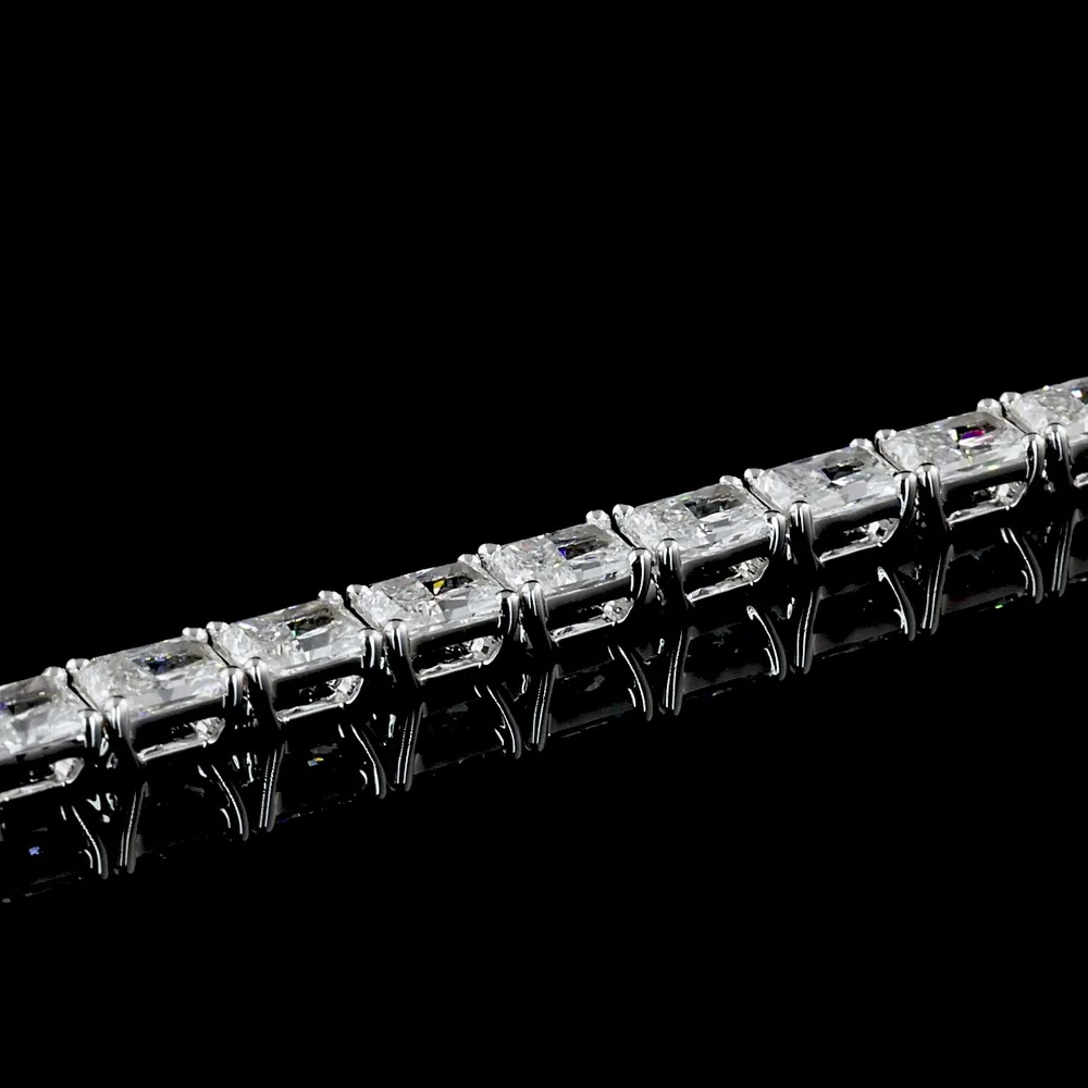 14K White Gold 7" Tennis Bracelet with East-West Prong Set Radiant Cut Lab Diamonds - 8.04 Carats Total Diamond Weight - Covaloro Fine Jewelry - Image 2