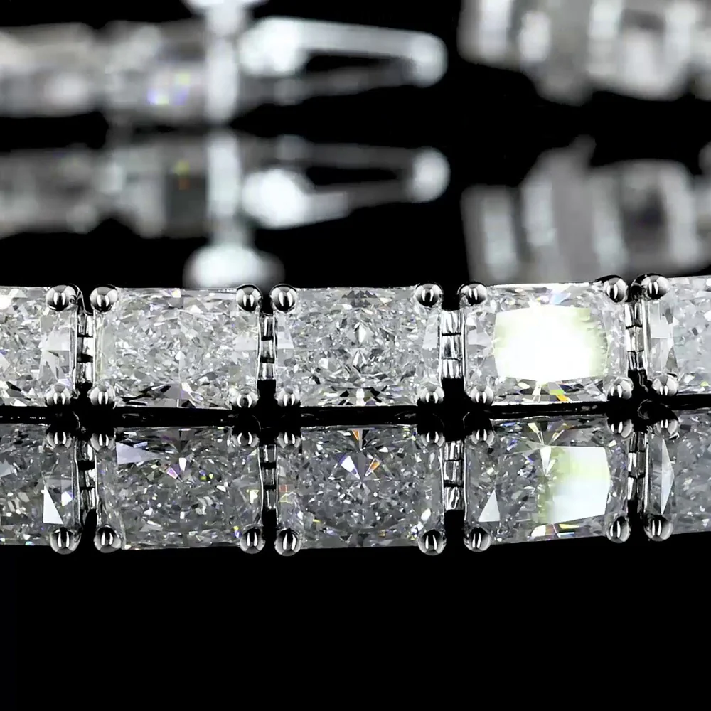14K White Gold 7" Tennis Bracelet with East-West Prong Set Radiant Cut Lab Diamonds - 8.04 Carats Total Diamond Weight - Covaloro Fine Jewelry - Image 3