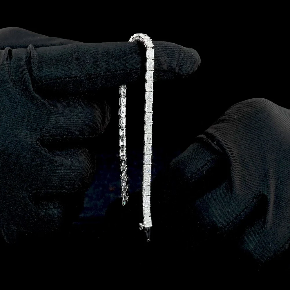 14K White Gold 7" Tennis Bracelet with East-West Prong Set Radiant Cut Lab Diamonds - 8.04 Carats Total Diamond Weight - Covaloro Fine Jewelry - Image 4