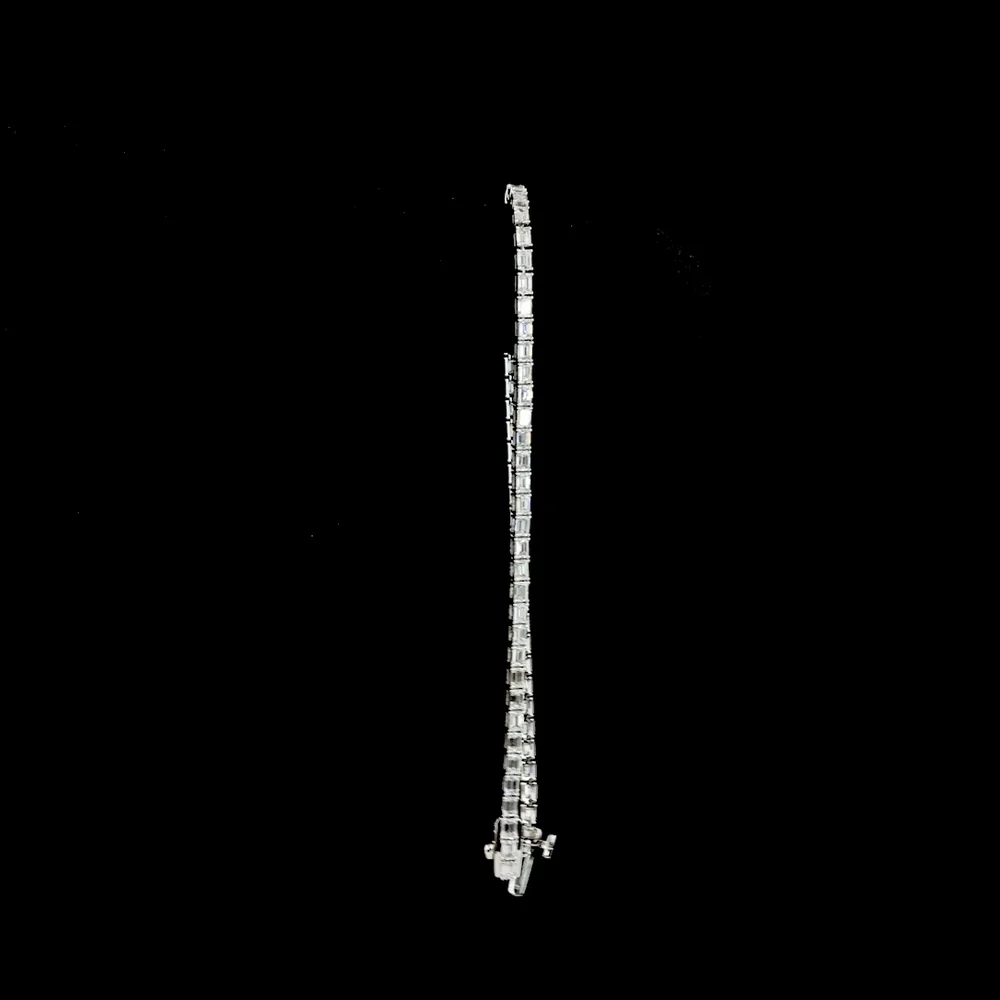 14K White Gold 7" Tennis Bracelet with East-West Set Emerald Cut Lab Diamonds - 2.98 Carats Total Diamond Weight - Covaloro Fine Jewelry - Image 3