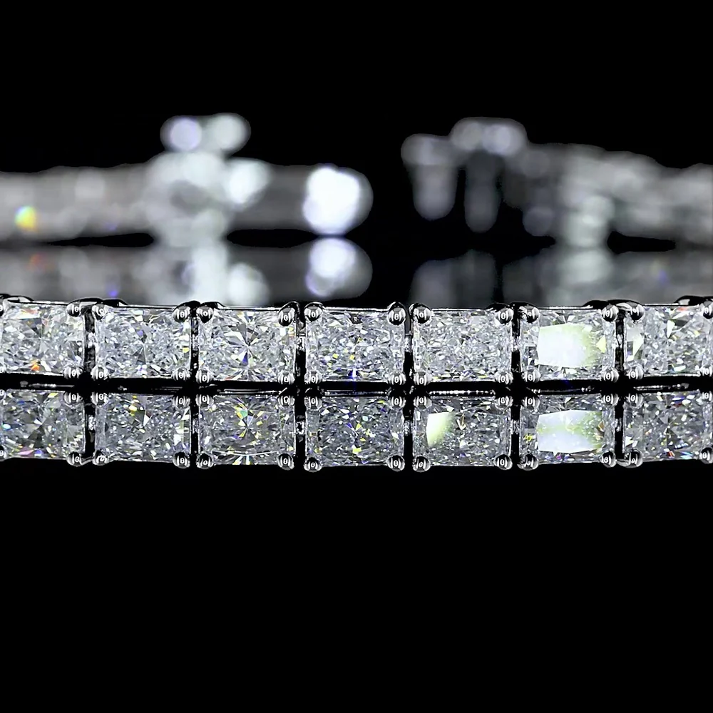 14K White Gold 7" Tennis Bracelet with East-West Set Radiant Cut Lab Diamonds - 4.88 Carats Total Diamond Weight - Covaloro Fine Jewelry - Image 2