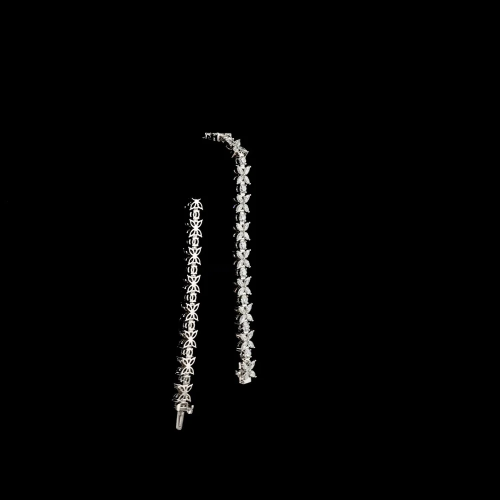 14K White Gold 7" Tennis Bracelet with Round and Marquise Lab Diamonds - 5.64 Carat Total Weight, E-F VS Clarity - Covaloro Fine Jewelry - Image 3