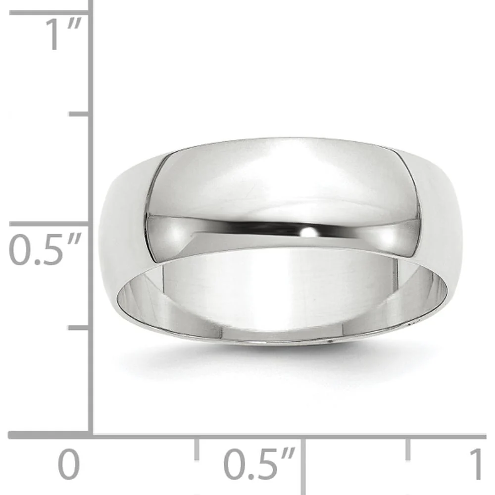 14K White Gold 7mm Lightweight Half Round Wedding Band Size 7 by Luciano & Cie - Image 3