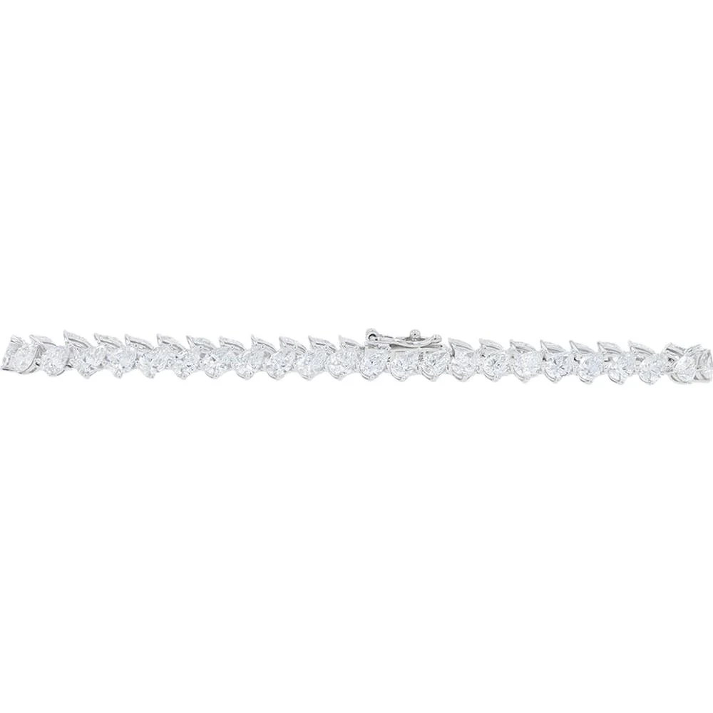 14K White Gold 8 Carat Lab Grown Diamond Tennis Bracelet - 8.00 Carat Total Diamond Weight
