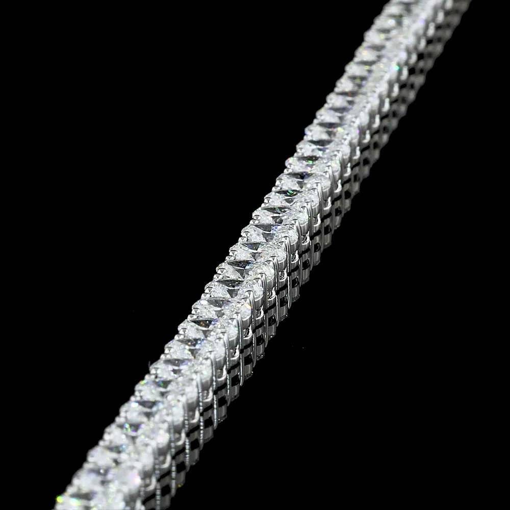 14K White Gold 8 Carat Oval Cut Lab Diamond Tennis Bracelet with Prong Set E-F VS1 Stones - 57 Diamonds Total - Covaloro Fine Jewelry - Image 2