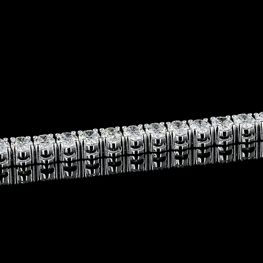 14K White Gold 8 Carat Oval Cut Lab Diamond Tennis Bracelet with Prong Set E-F VS1 Stones - 57 Diamonds Total - Covaloro Fine Jewelry - Image 4