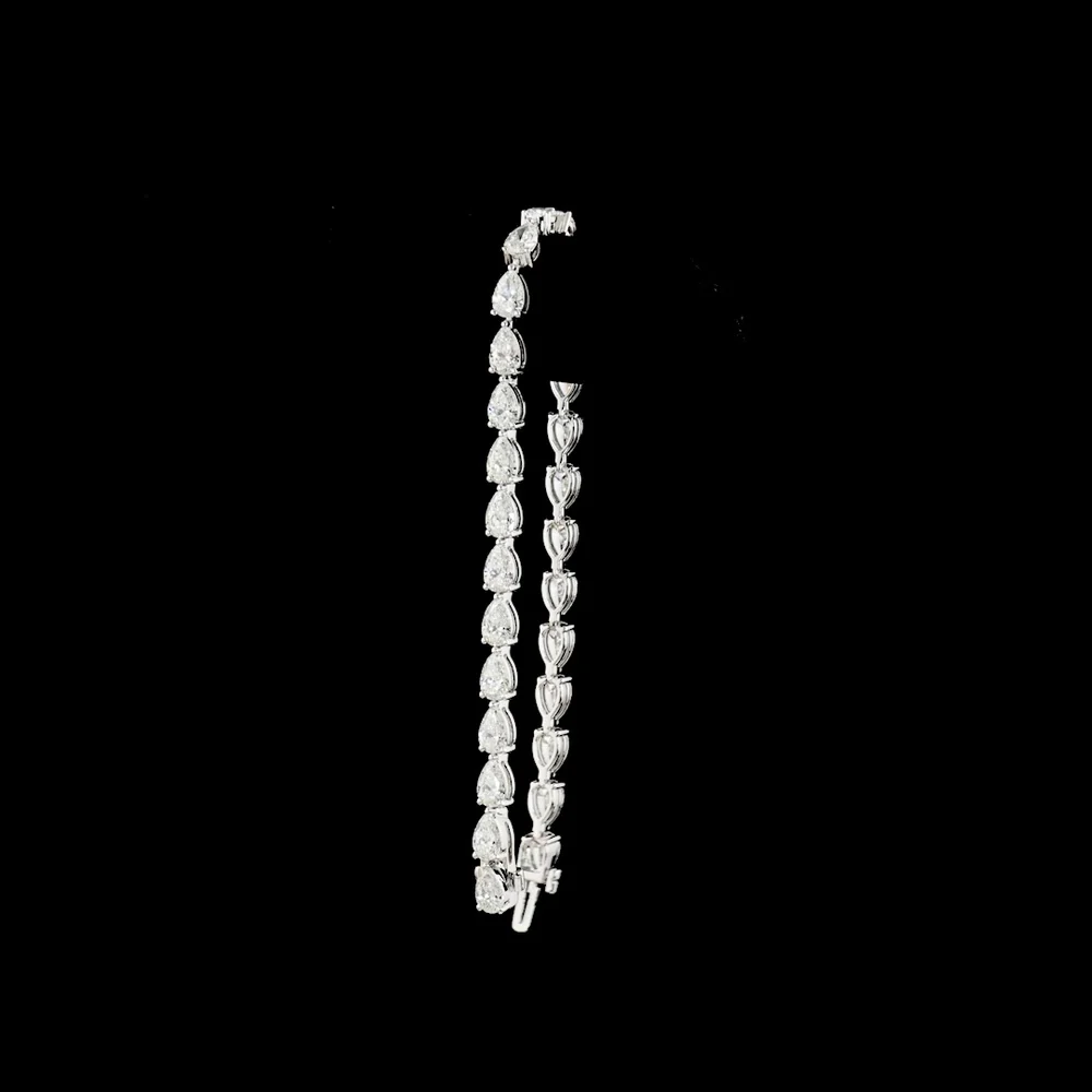 14K White Gold 8" Tennis Bracelet with East-West Set Pear Shape Lab Diamonds - 9.21 Carats Total Diamond Weight - Covaloro Fine Jewelry - Image 3
