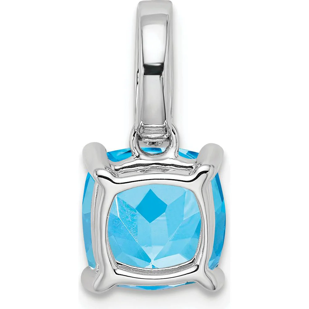 14K White Gold 8mm Cushion Swiss Blue Topaz and Diamond Pendant - 3.03 Carat Total Gem Weight by Lumare Gioia - Image 4