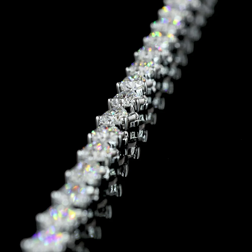14K White Gold 99 Stone Pear Shape Lab Diamond Tennis Necklace with East-West Prong Setting - 9.38 Carats Total Weight - Covaloro Fine Jewelry - Image 4