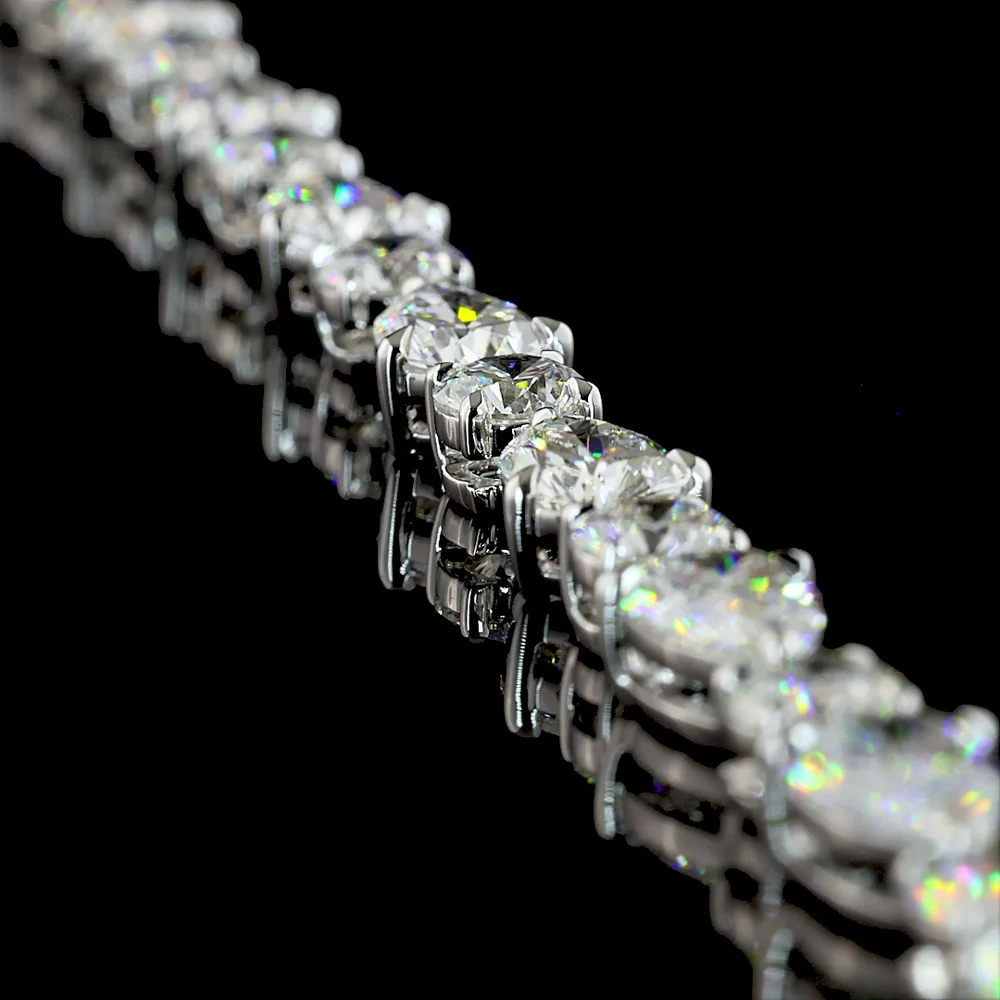 14K White Gold Alternating Pear & Round Lab Diamond Tennis Necklace - E-F VS Clarity, 32.93 Carat Total Weight - Covaloro Fine Jewelry - Image 4
