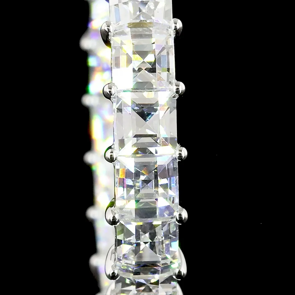 14K White Gold Antique Asscher Cut Lab Diamond Hoop Earrings - 5.55 Carat Total Weight, E-F VVS2 - Covaloro Fine Jewelry - Image 3