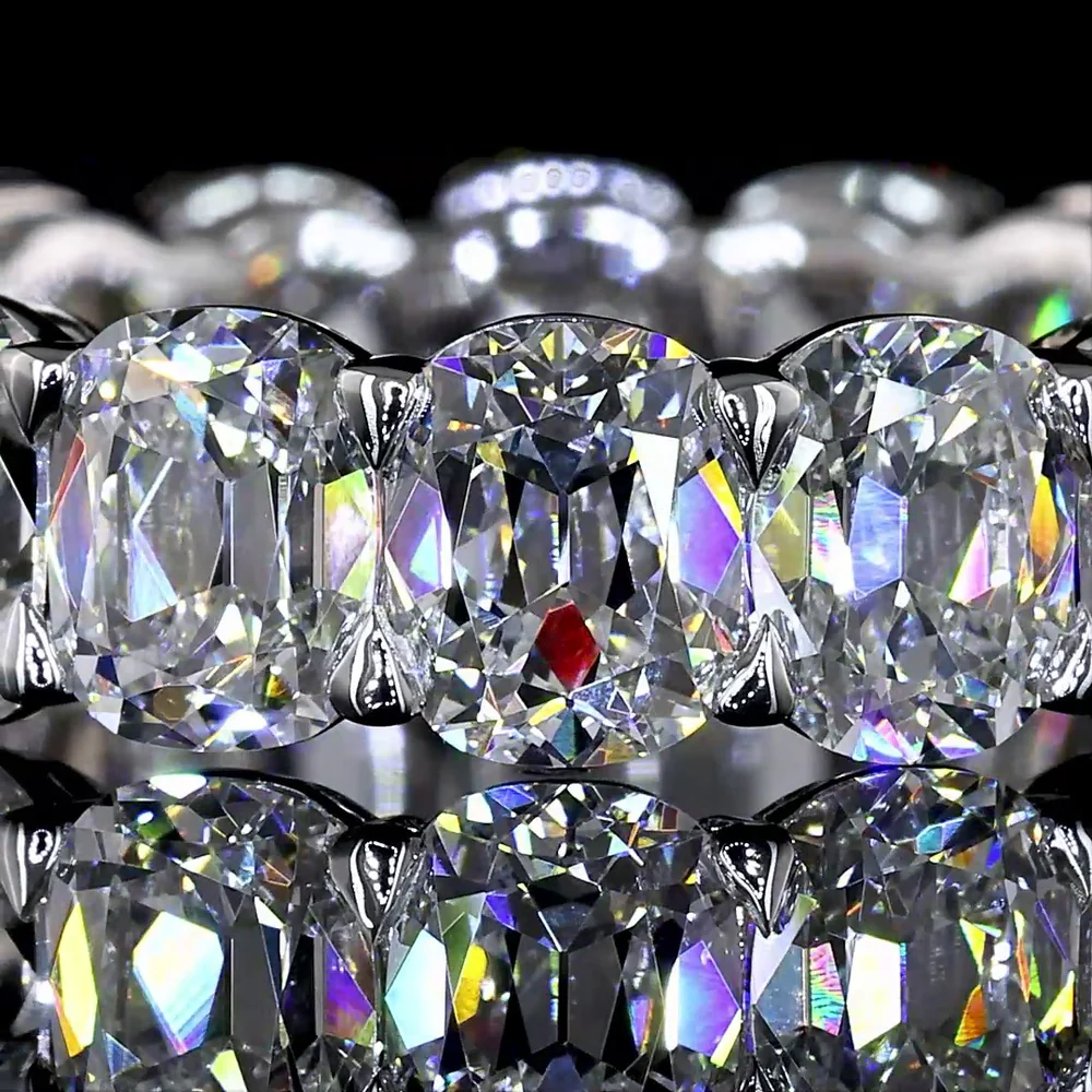 14K White Gold Antique Cushion Cut Lab Diamond Eternity Band - 16 Stones, 5.86 Carats Total Weight, E-F Color - Covaloro Fine Jewelry - Image 2